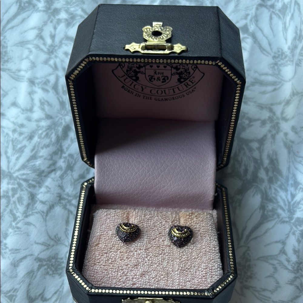 Juicy Couture Pink and Black and Gold Earrings